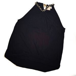 MICHAEL Michael Kors chain link halter with MK logo on chain black size small